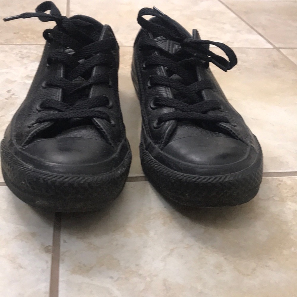 Black leather unisex Low-top converse - Picture 3 of 8